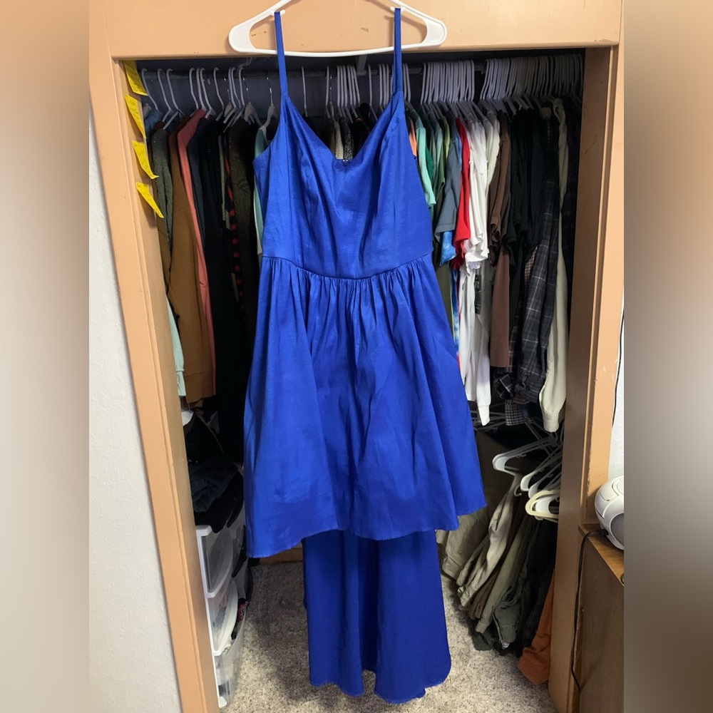 royal blue high-low homecoming formal dress
